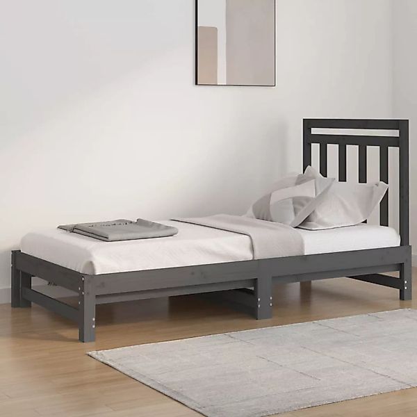 Vidaxl Tagesbett Ausziehbar Grau 2x(90x190) Cm Massivholz Kiefer günstig online kaufen