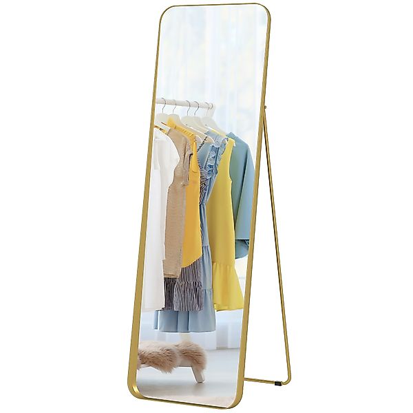 HOMCOM Ganzkörperspiegel 160 x 50 cm verjüngender Standspiegel mit Metallra günstig online kaufen