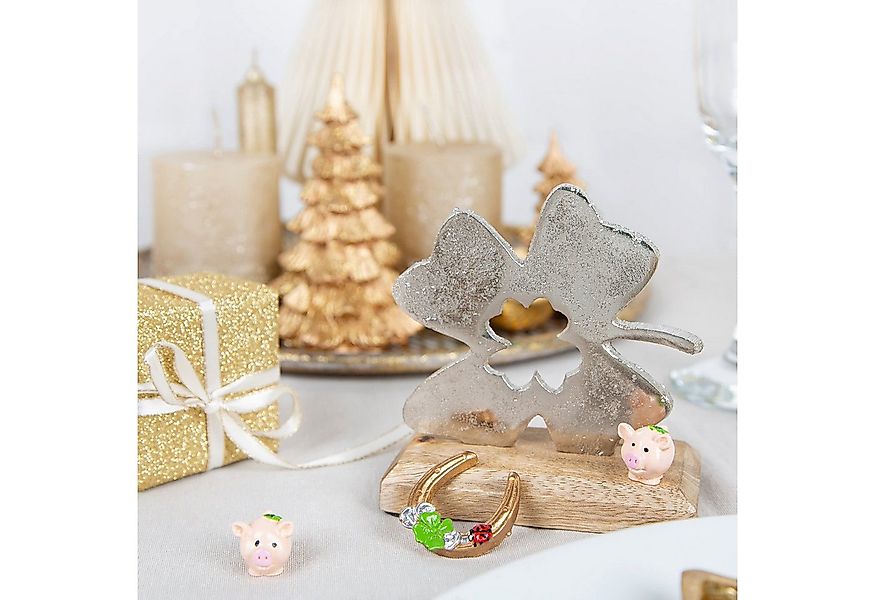 Logbuch-Verlag Dekofigur 3 kleine Kleeblatt Figuren aus Metall silber auf H günstig online kaufen