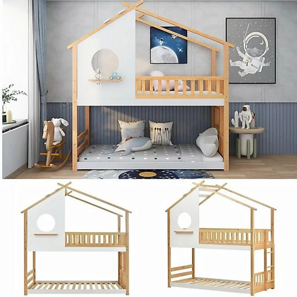 Gotagee Kinderbett Hausbett Etagenbett mit Fallschutz und Barriere 90x200cm günstig online kaufen