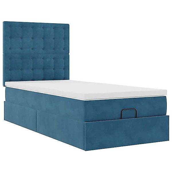 vidaXL Bett Ottoman-Bett mit Matratzen & LEDs Dunkelblau 80x200 cm Samt günstig online kaufen