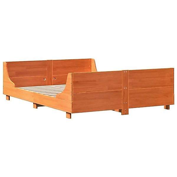 vidaXL Massivholzbett ohne Matratze Wachsbraun 135x190 cm Kiefernholz 33022 günstig online kaufen