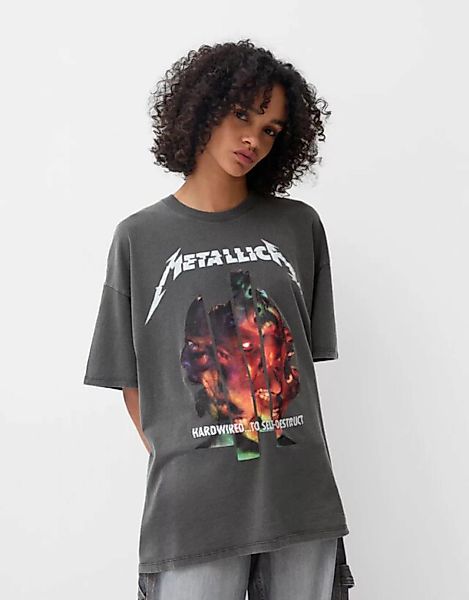 Bershka T-Shirt Metallica Damen L Grau günstig online kaufen