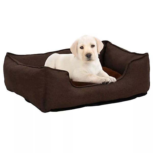 Hundebett Braun 85,5x70x23 Cm Fleece Leinenoptik günstig online kaufen