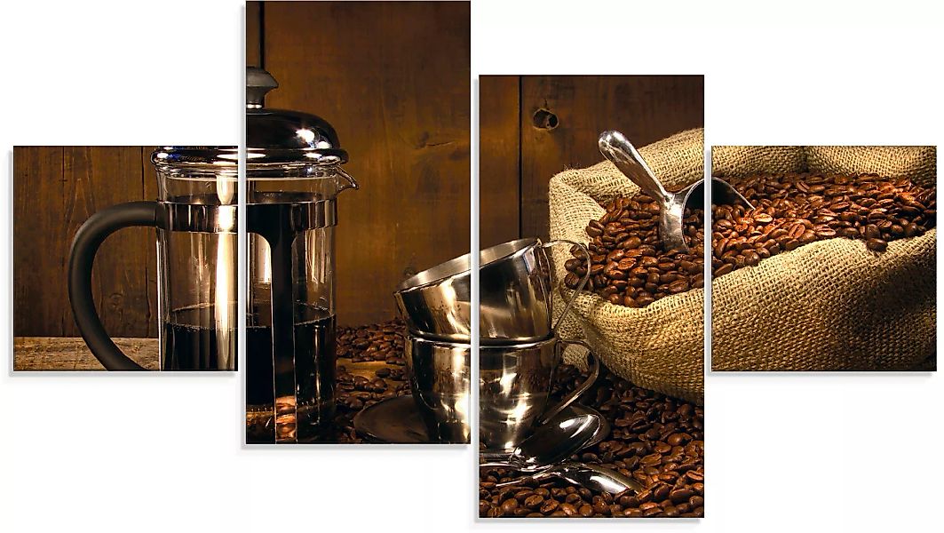 Artland Glasbild »Sack Kaffeebohnen mit Presse«, Getränke, (4 St.) günstig online kaufen