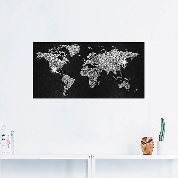 Artland Wandbild "Weltkarte Glitzer", Land- & Weltkarten, (1 St.), als Alub günstig online kaufen