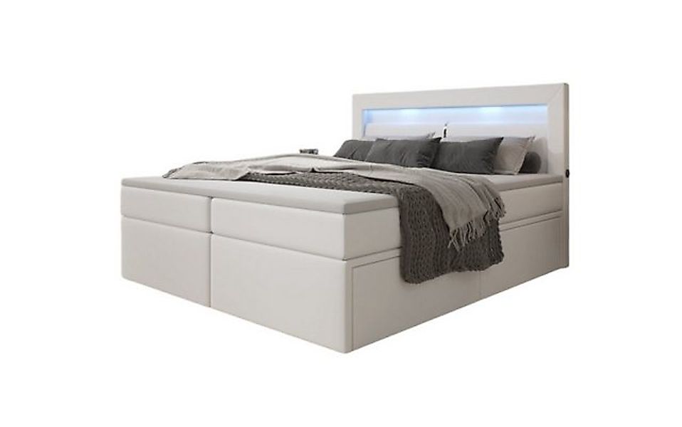 Luxusbetten24 Boxspringbett Rinori, mit LED-Beleuchtung, USB-Anschluss und günstig online kaufen