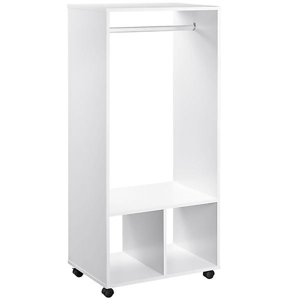 HOMCOM Mobiler Kleiderschrank Garderobe Schrank mit Regal 4 Schwenkräder fü günstig online kaufen