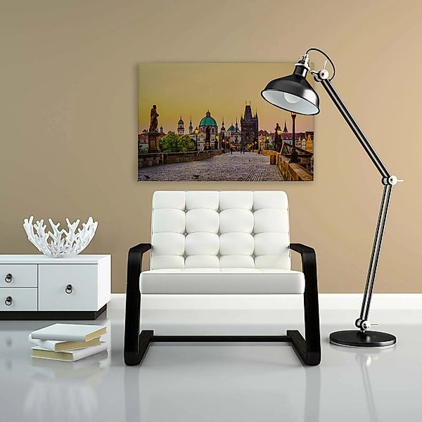 Bricoflor Leinwand Bild Mit Prag Motiv Gelbes Canvas Bild Mit Karlsbrücke I günstig online kaufen