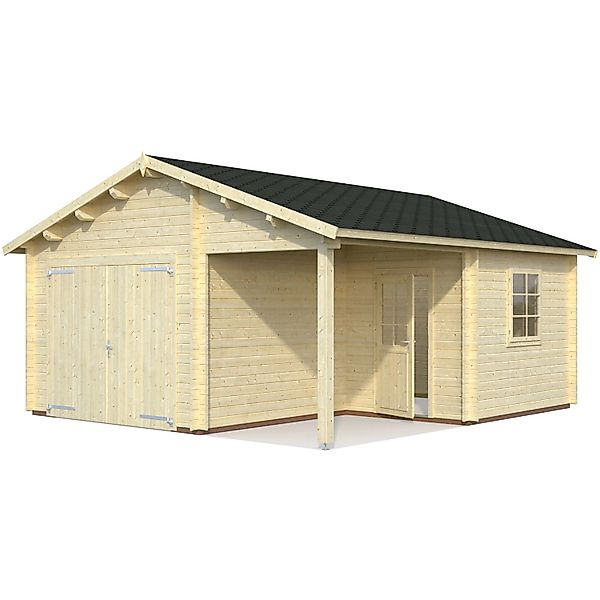 Palmako Garage »Roger« BxTxH: 564x601x321 cm, mit Anbau und Holztor, natur günstig online kaufen