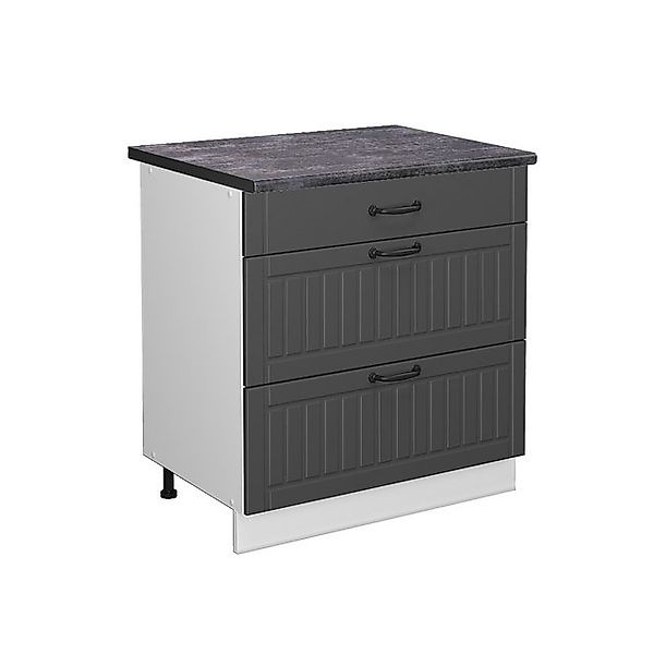 Vicco Küchenunterschrank Fame-Line Anthrazit Landhaus/Weiß 80 cm mit 3 Schu günstig online kaufen