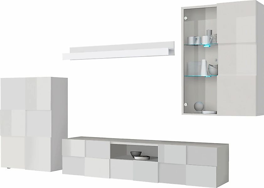 Home affaire Wohnwand "Dama, 4tlg.Breite 300 cm, Höhe 200 cm, moderne Anbau günstig online kaufen