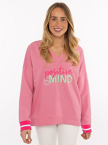 Zwillingsherz Hoodie "Positive Mind" neonfarbenen Bündchen, V-Ausschnitt, S günstig online kaufen