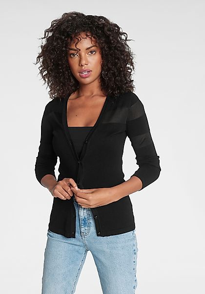 Melrose Strickjacke mit transparenten Streifen günstig online kaufen