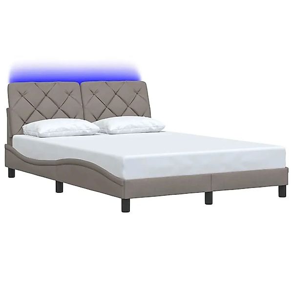 vidaXL Bettgestell mit LED Ohne Matratze Taupe 140x190 cm Stoff 3310668 günstig online kaufen