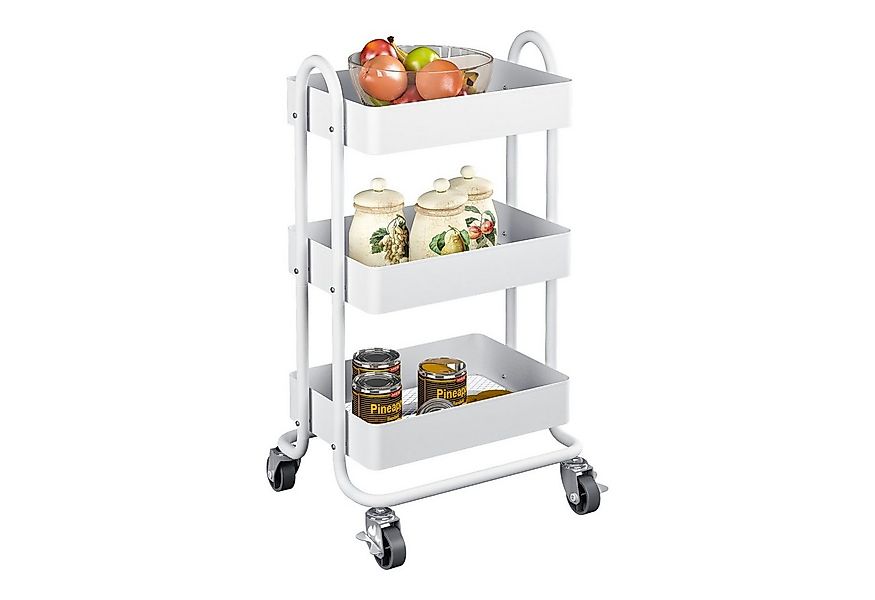 en.casa Küchenwagen, »Pyhäntä« Stahl mit 3 Ebenen Weiß günstig online kaufen