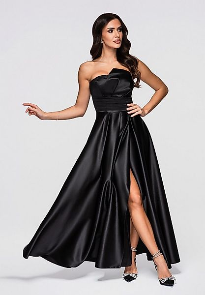 OMBRE Abendkleid Trägerloses Satinkleid mit hohem Schlitz günstig online kaufen