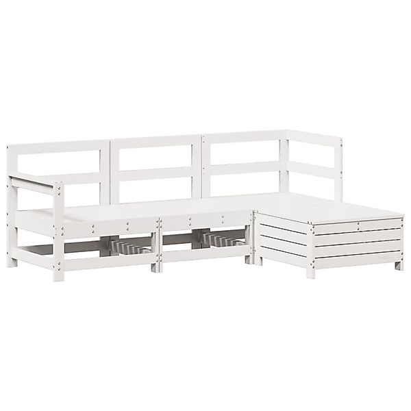 vidaXL 4-Tlg Garten-Sofagarnitur Weiß Massivholz Kiefer 3250777 günstig online kaufen