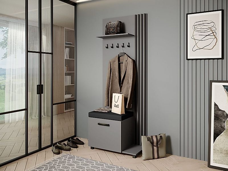 Beautysofa Garderobenschrank Garderobenschrank mit Aufhängern LIVIA (Mit el günstig online kaufen