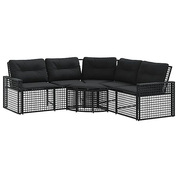 vidaXL Gartensofa in L-Form mit Kissen und Fußbank Schwarz Poly Rattan 3658 günstig online kaufen