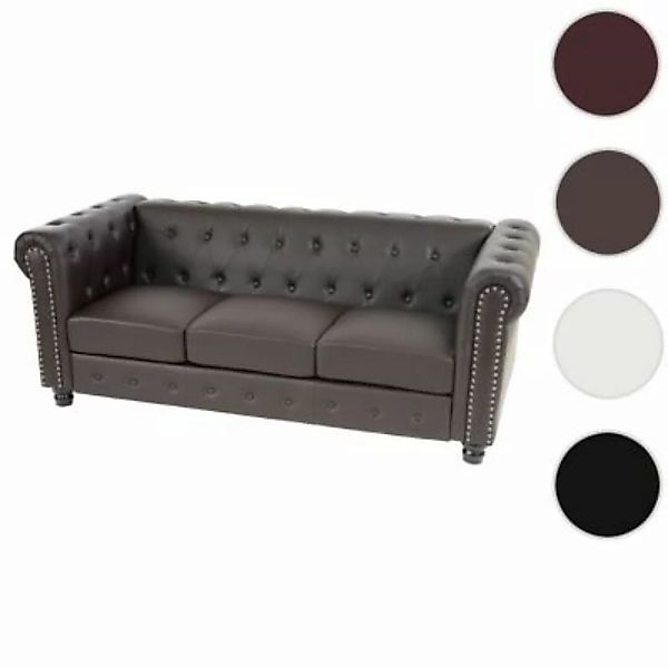 HWC Mendler Luxus 3er Sofa, runde Füße braun günstig online kaufen