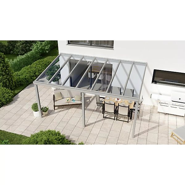 Terrassenüberdachung Professional 500 cm x 250 cm Grau Struktur Glas günstig online kaufen