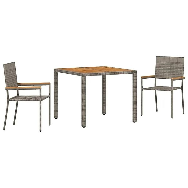 vidaXL Garten Essgruppe 3-Tlg Grau Poly-Rattan 3365403 günstig online kaufen