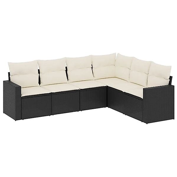 vidaXL 6-Tlg Garten-Sofagarnitur mit Kissen Schwarz Poly Rattan 3251343 günstig online kaufen