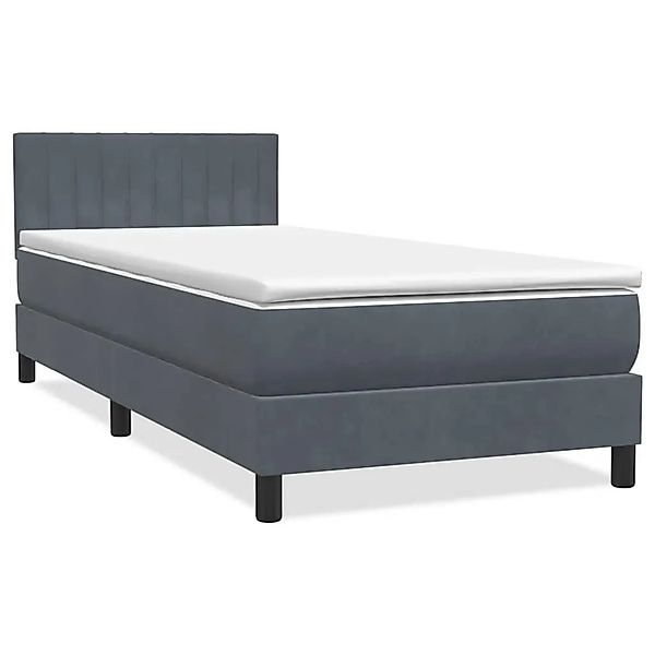 vidaXL Boxspringbett mit Matratze & LED Dunkelgrau 80x210 cm Samt 3317050 günstig online kaufen