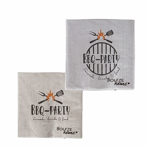 Boltze Servietten-Set BBQ 2-fach Sortiert 3 cm x 165 cm x 165 cm Beige-Grau günstig online kaufen