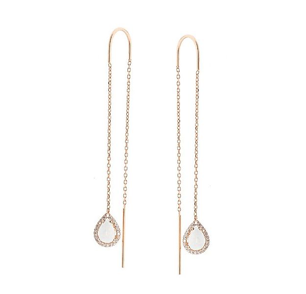 Golders Paar Ohrhänger Ketten-Ohrringe aus 585 Rotgold mit weißem Opal (2-t günstig online kaufen