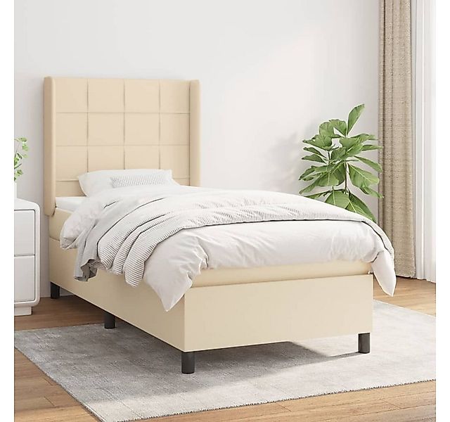vidaXL Boxspringbett Boxspringbett mit Matratze Creme 90x200 cm Stoff Bett günstig online kaufen
