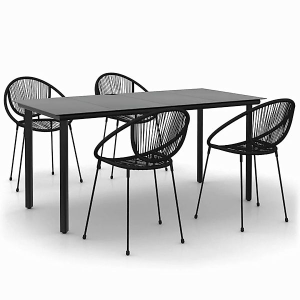 Vidaxl 5-tlg. Garten-essgruppe Schwarz Pvc Rattan günstig online kaufen