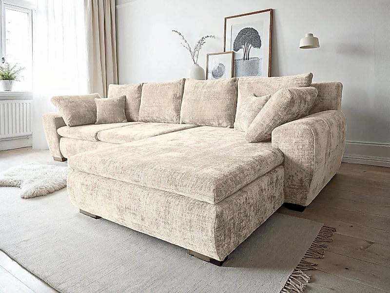 Home affaire Ecksofa "Cara Mia L-Form, B: 325 cm" mit 4 Zierkissen, optiona günstig online kaufen