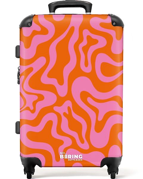 NoBoringSuitcases.com© Hartschalen-Trolley Orange mit rosa abstraktem günstig online kaufen