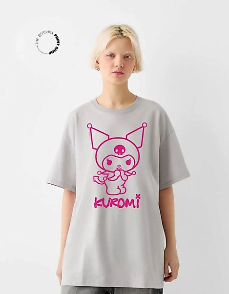 Bershka T-Shirt Kuromi Im Boxy-Fit Mit Kurzen Ärmeln Damen Xl Grau günstig online kaufen