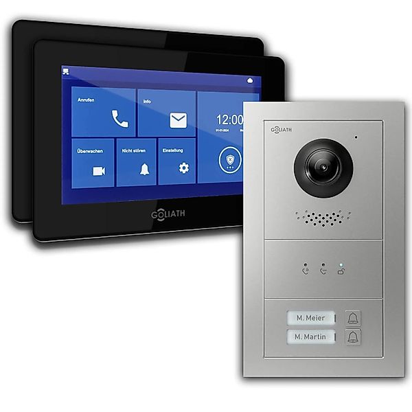 Goliath Basic Line 2-Familienhaus Video Türsprechanlage Monitor Schwarz - S günstig online kaufen
