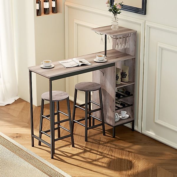 HOMCOM Bargruppe mit Stauraum, Fußstütze, (Bartisch-Set, günstig online kaufen