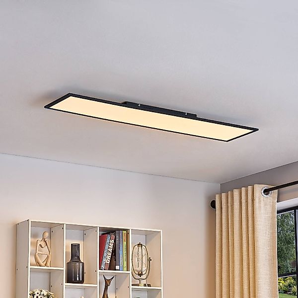 Lindby LED-Panel Lamin, schwarz, 120cm, CCT, dimmbar, Remote günstig online kaufen