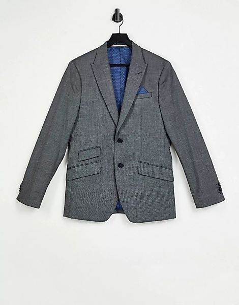 Burton – Schmal geschnittene Anzugjacke aus Fil-á-Fil-Stoff in Dunkelgrau günstig online kaufen