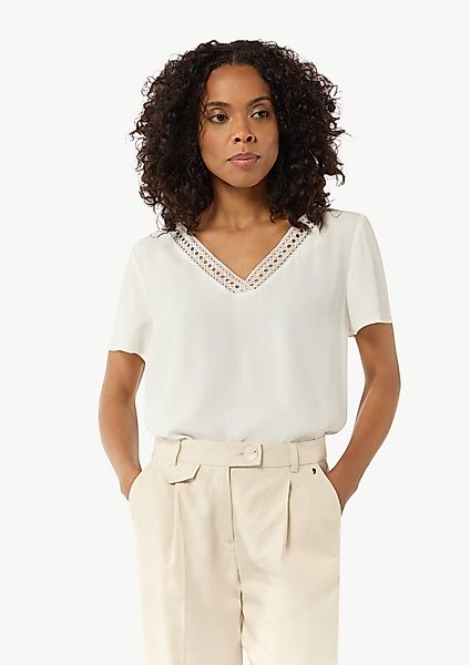 Comma Kurzarmbluse Loose-Fit-Shirt aus Crêpe mit günstig online kaufen