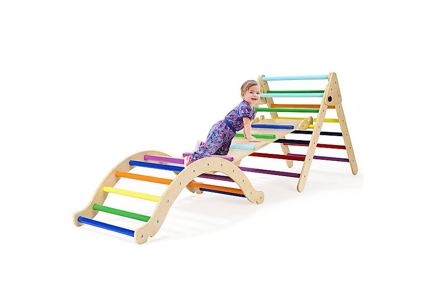 TLGREEN Klettergerüst Klettergerüst Indoor, 2 in 1 Kletterdreieck mit Rutsc günstig online kaufen