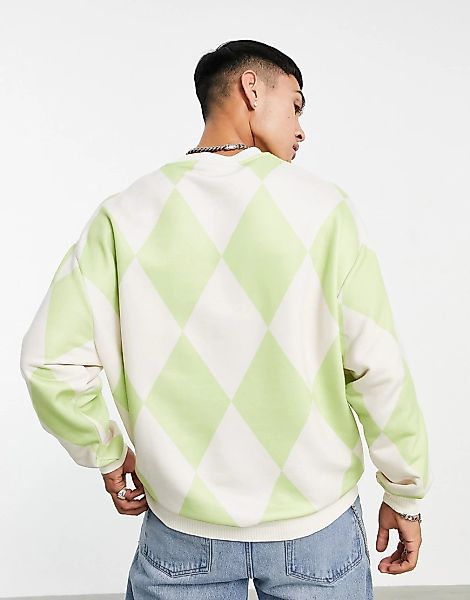 ASOS DESIGN – Oversize-Sweatshirt in verwaschenem Grün mit durchgehendem Ra günstig online kaufen