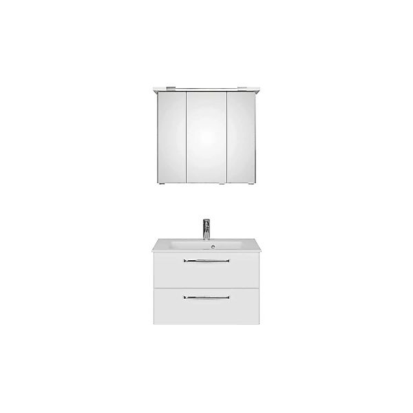 Badezimmer Waschplatz Set inkl. Mineralmarmor Waschbecken TRENTO-66 in weiß günstig online kaufen
