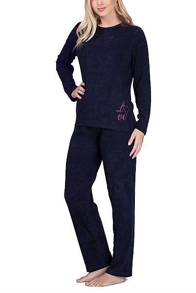 Moonline Pyjama Damen Frottee-Schlafanzug mit Motivdruck günstig online kaufen