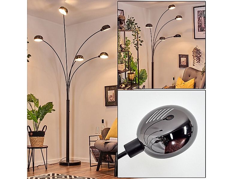 hofstein Stehlampe Stehlampe aus Metall in Schwarz/Chrom/Rauch im Retro/Vin günstig online kaufen