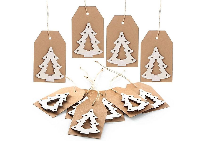 Logbuch-Verlag Dekofigur 10 Kraftpapieranhänger zum Beschriften mit glitzer günstig online kaufen