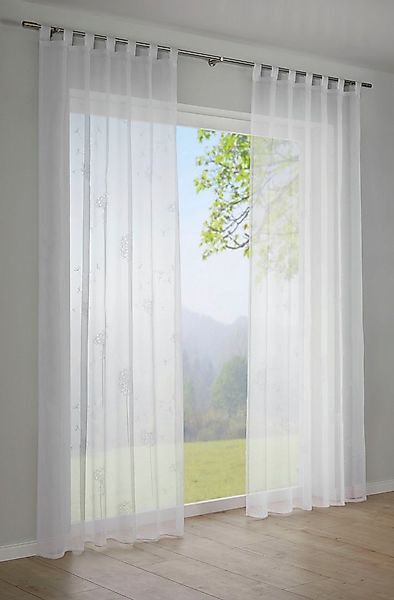 Sehlbach Gardine Schal Voile mit Flockprint Pusteblume (1 St), Schlaufen, t günstig online kaufen