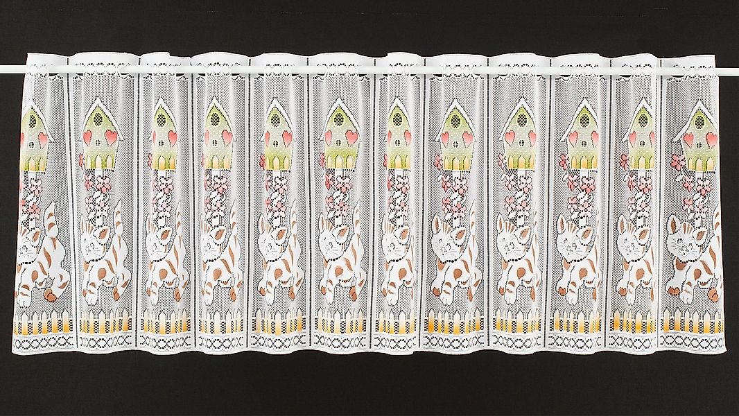 Gardinen Kranzusch Scheibengardine Vogelhaus und Katze (1 St), Stangendurch günstig online kaufen