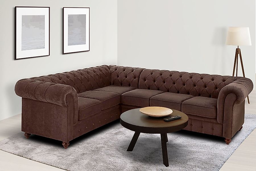 Home affaire Chesterfield-Sofa "Chesterfield Ecksofa, auch in Leder L-Form" günstig online kaufen